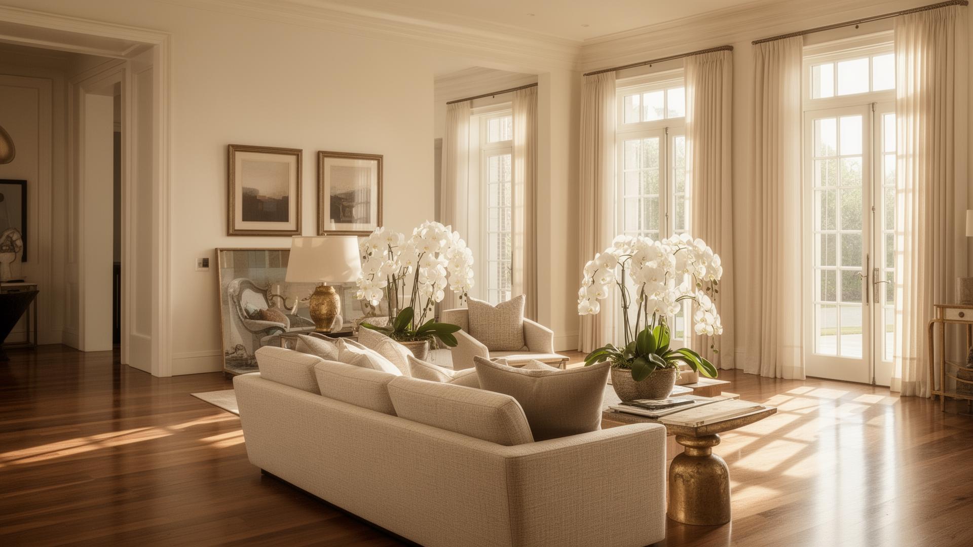 Beautifully styled, sunlit Houston living room